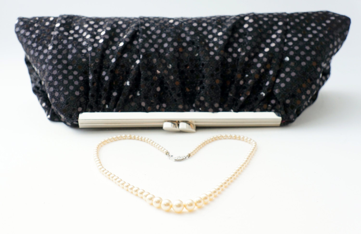 Black Sequined Clutch Handbag - Glamorous Black Bridesmaid, Prom, Formal, Evening Handbag Purse