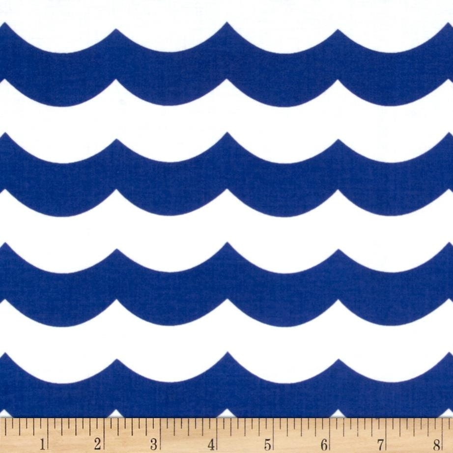 Maritime Modern Chevron Scallop Table Runner in Blue & White