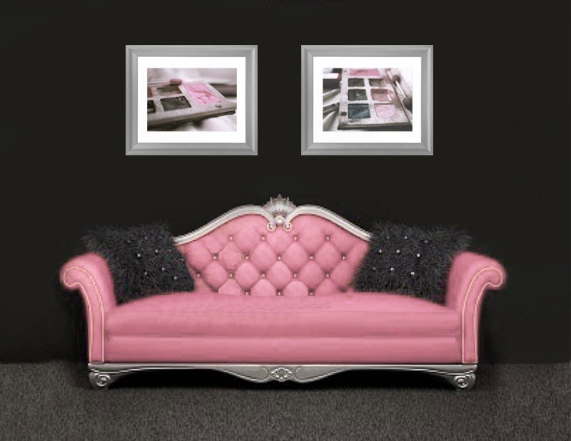 SET OF 2, Makeup Photographs, Bedroom, Salon or Boutique Decor, Pink and Gray Color Fine Art Photography 8x10 Wall Prints
