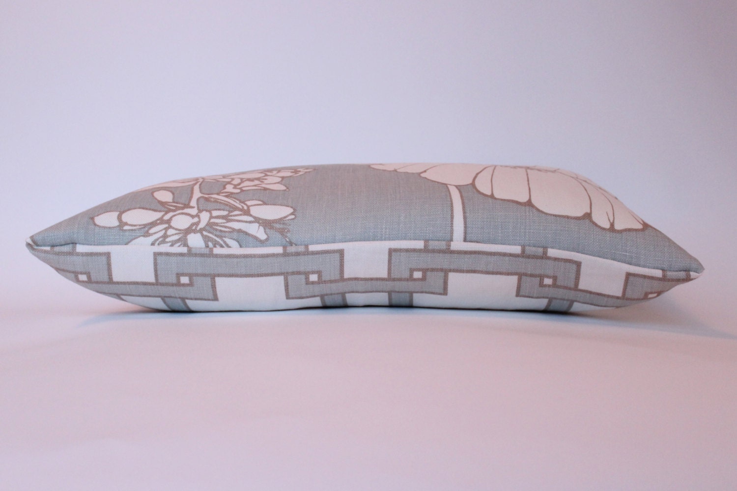 Light Blue Decorative Designer Lumbar Pillow in Coordinared Fabric