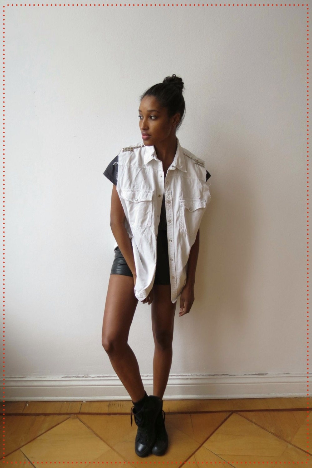 White Upcycled Denim Vest