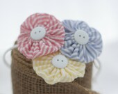 Flowered Headband for Women and Girls // YoYo Fabric Flowers // Easter Headband // Spring Accessory