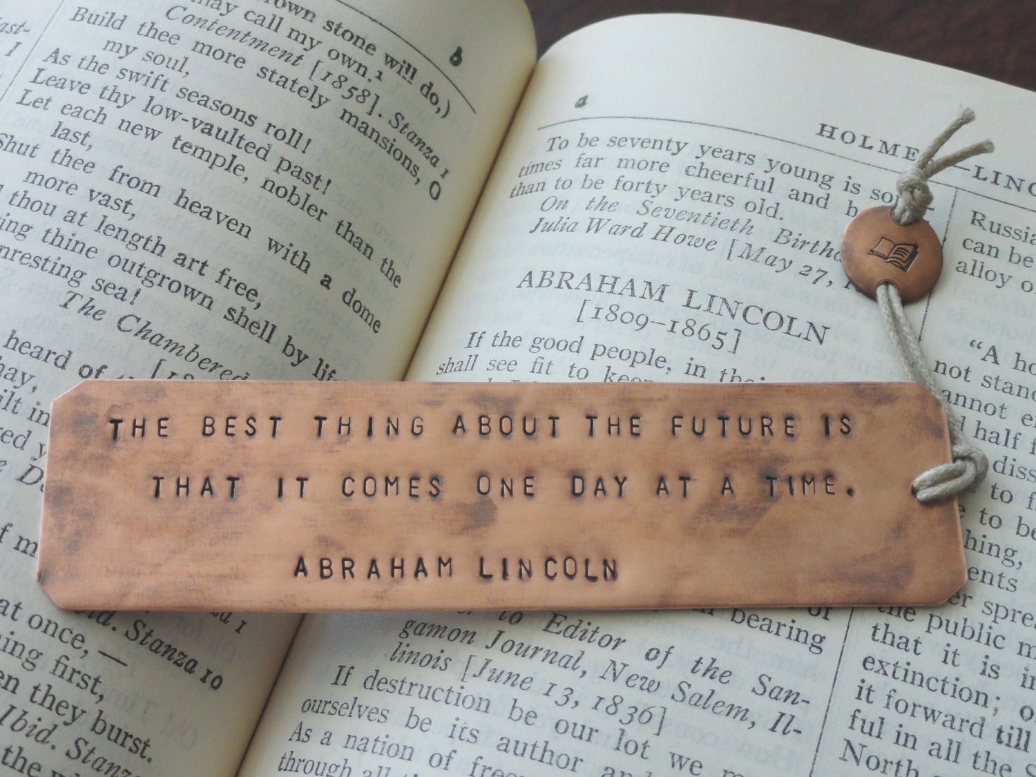 ABRAHAM LINCOLN quote, Antiqued COPPER bookmark