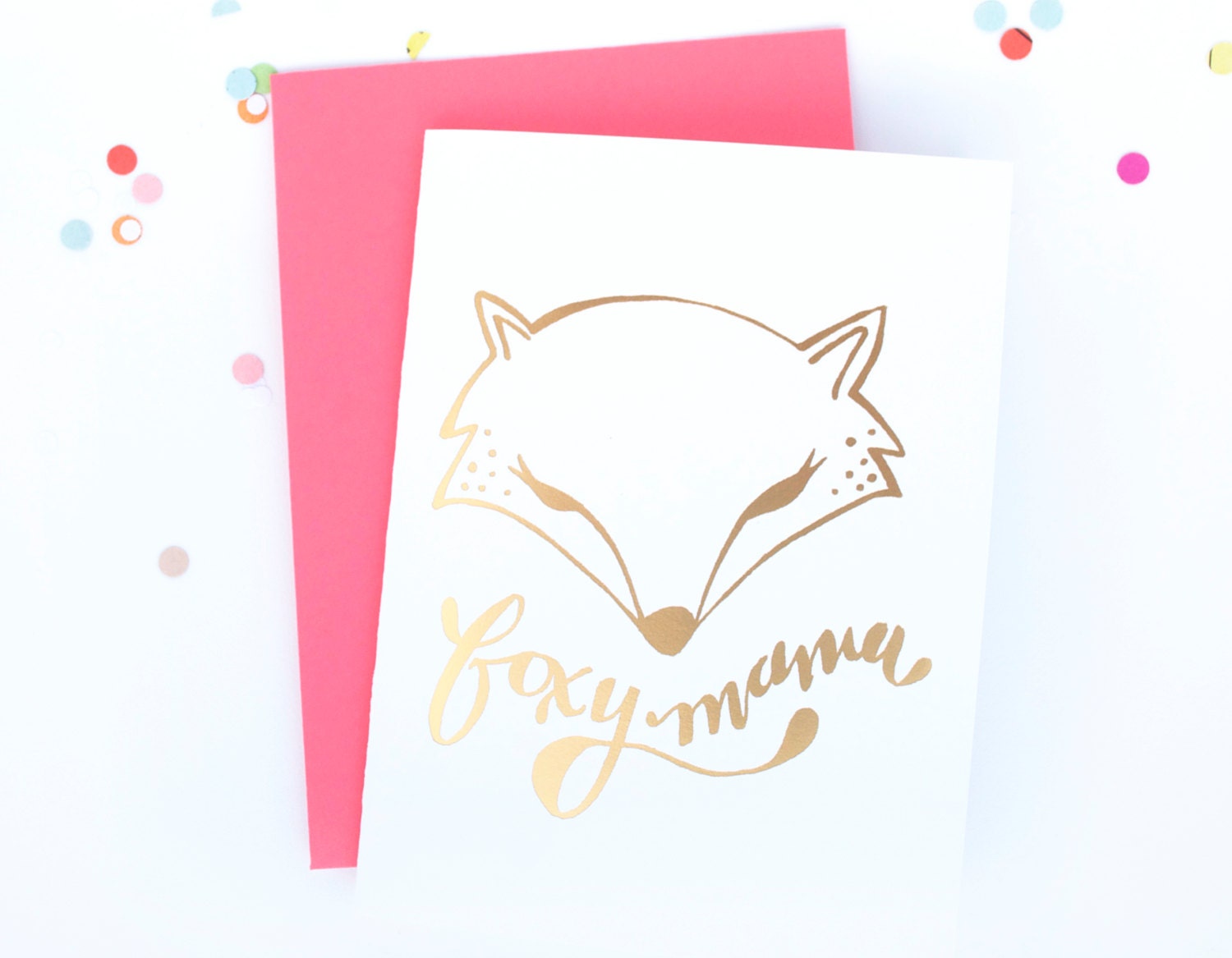 baby shower card -  gold foil foxy mama letterpress card