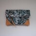 african batik, fold-over clutch, cotton and leather