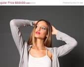 Christmas Sale / Holidays Sale / women shirt / grey wrap top / casual shell shirt / scarf  shirt / shawl / one size / womens clothing
