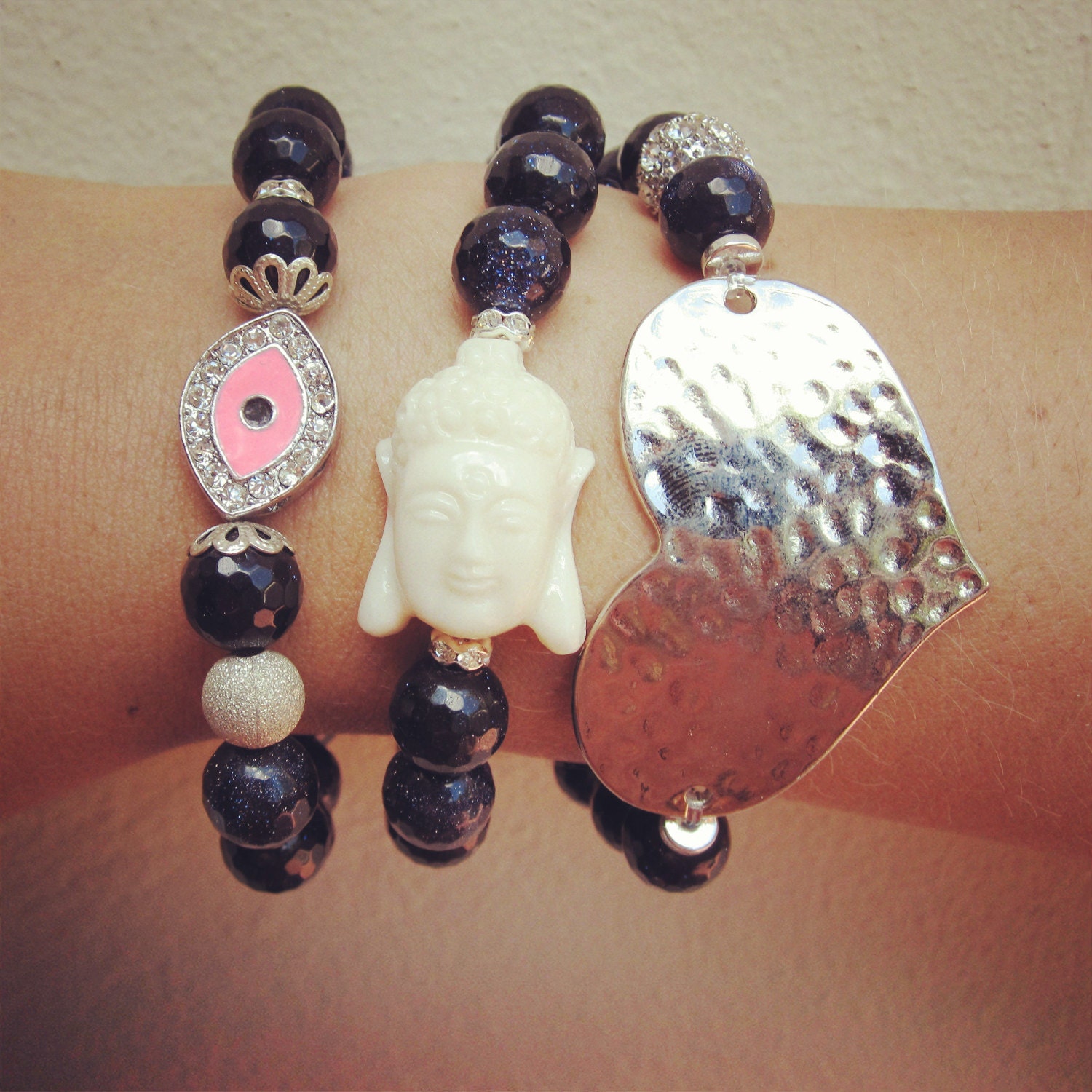 Buddha Face beaded bracelet set
