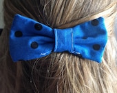 Blue And Black Polka Dot Hair Bow And Bow Tie