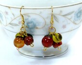 Long and Light Faceted Black Glass Dangle Drop Earrings with Gold Plated Wire Earrrings Dangle Earrings Red Orange Yellow