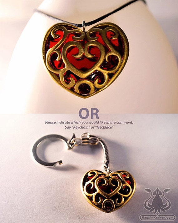 Full Heart Piece Pendant Legend of Zelda Skyward Sword Necklace Keychain