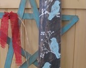 Shabby Bird Decor Chic Kitchen Picture Primitive Aqua Wall Sign Old Barn Wood