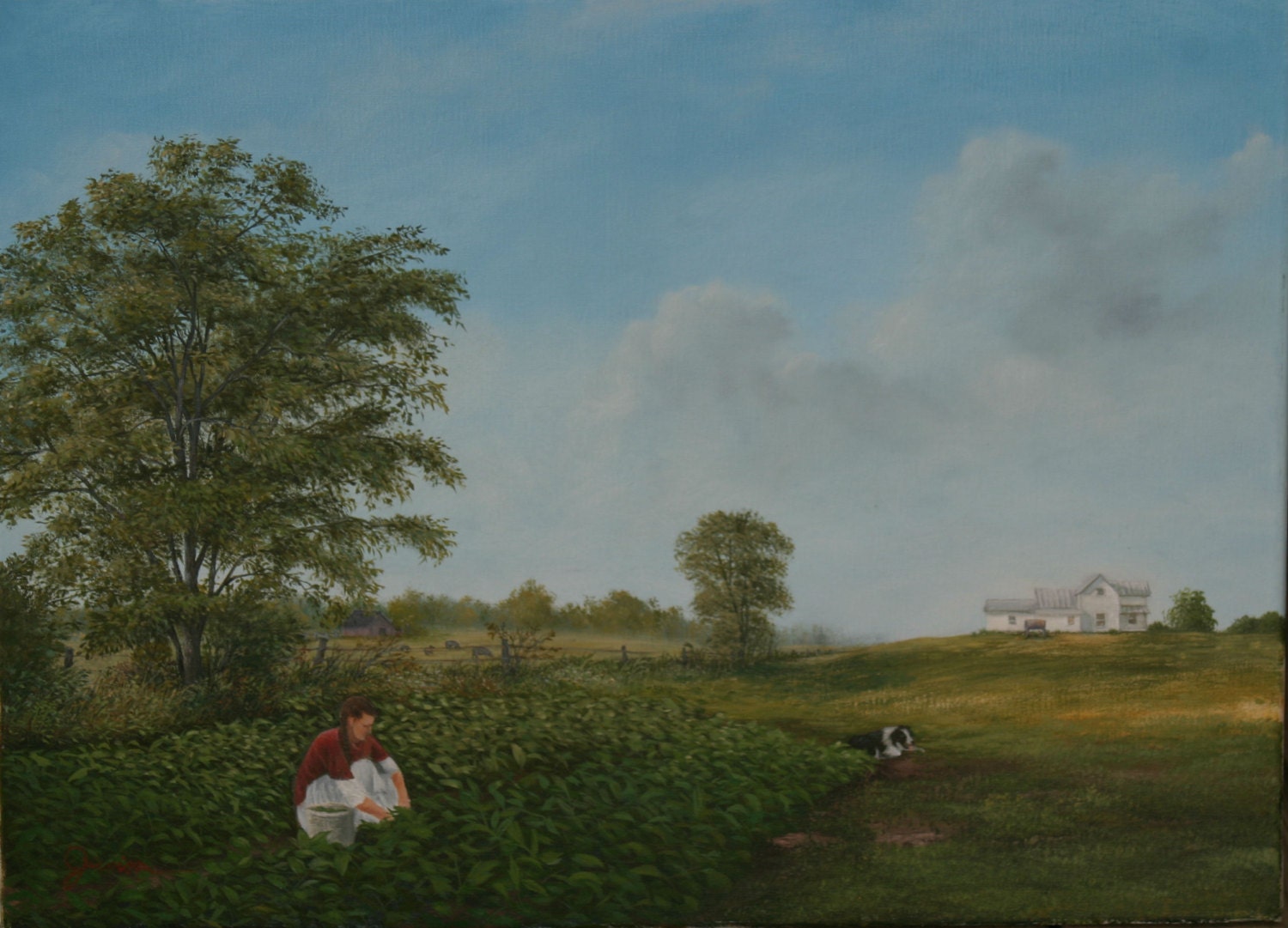 Fine Art Print of Original Painting Working on the Farm