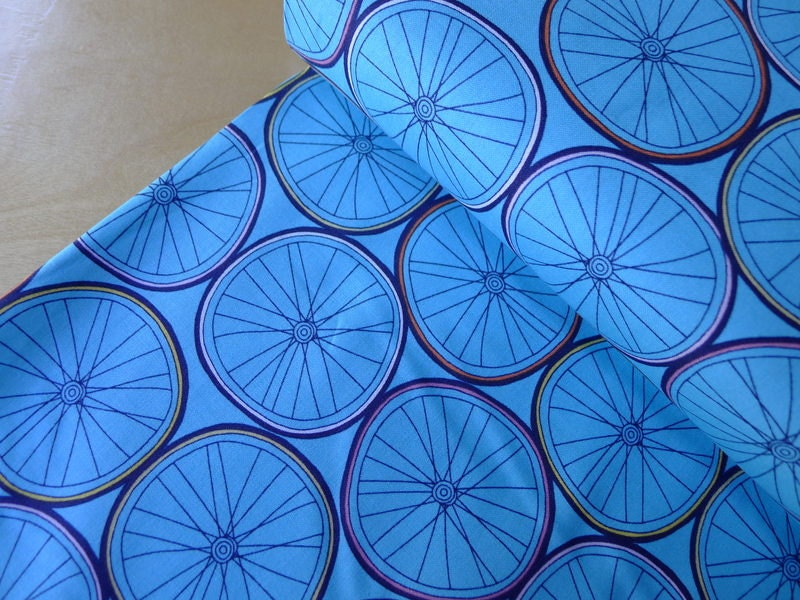 BIKE by Julia Rothman - Bike Wheels Aqua HALF YARD