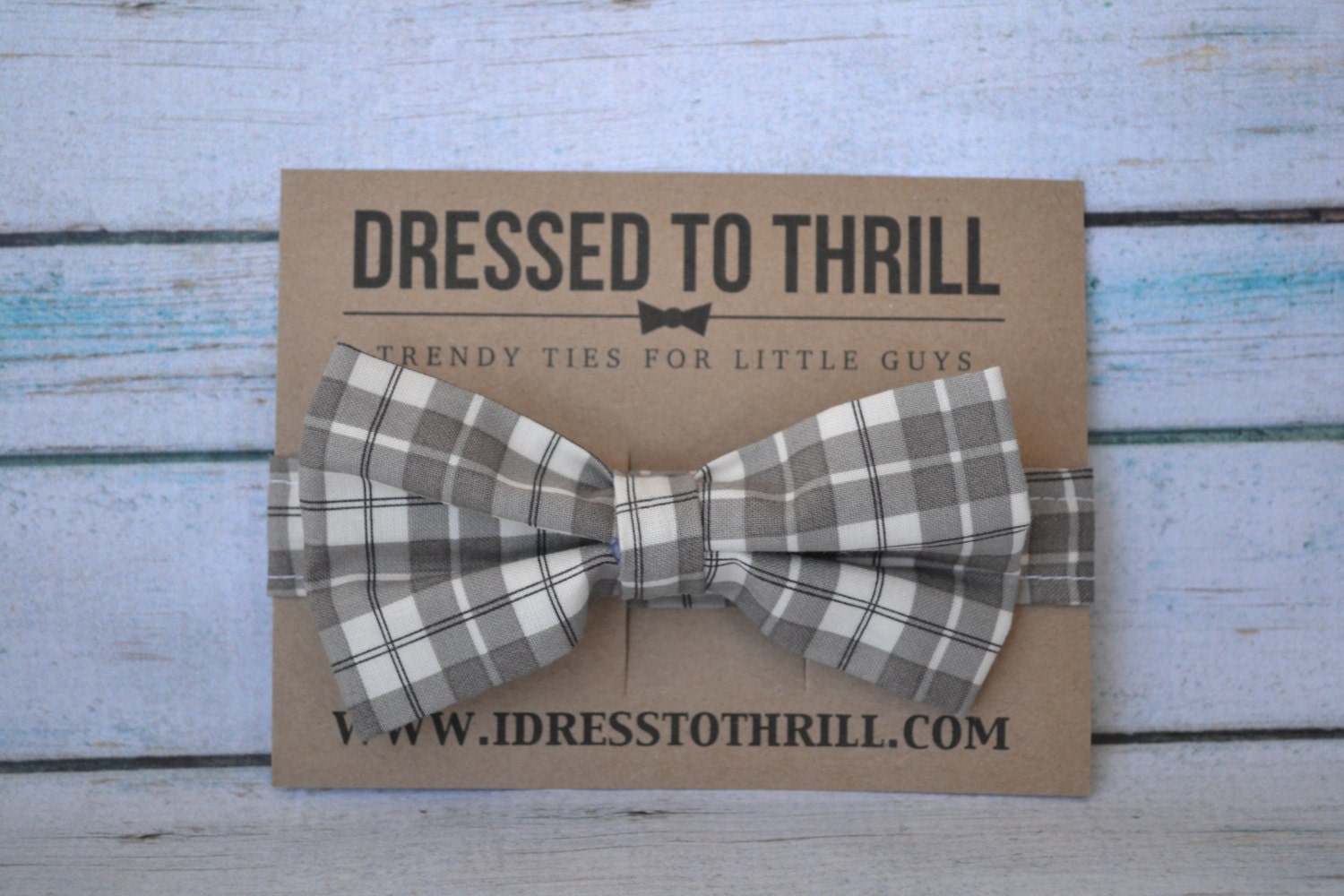 Grey Plaid Adjustable Baby / Toddler / Child Bow Tie