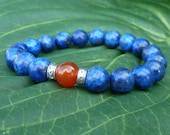 Mens Power & Protection Wrist Mala in Lapis Lazuli and Carnelian, Reiki Charged Bracelet, Free Shipping