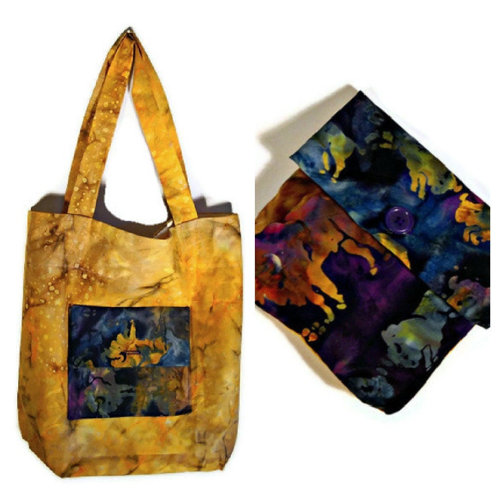 Batik - ECO Shopping Bag - Fold up Tote Bag - Easy Tote - Free Shipping - TAGT