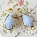 Vintage Sky Blue Starburst 10x6mm Teardrop Rhinestone Jewels in Brass Settings (6)