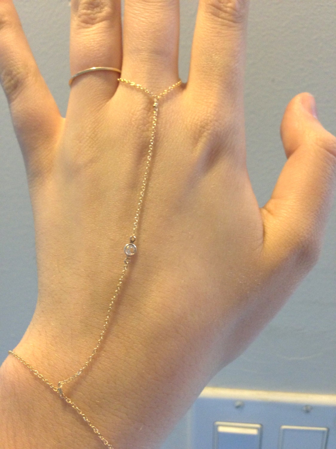 14k GOLD FILLED Slave Ring Bracelet with Swarovski crystal