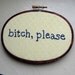 Bitch, Please Hand Embroidery Hoop Art - Funny Home Dorm Decor Fabric Art - Mature