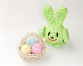 Rattle Baby toy Bunny green Lime green Crochet Toy  Rabbit Breastfeeding Babywearing Crochet toy  Woodland forest