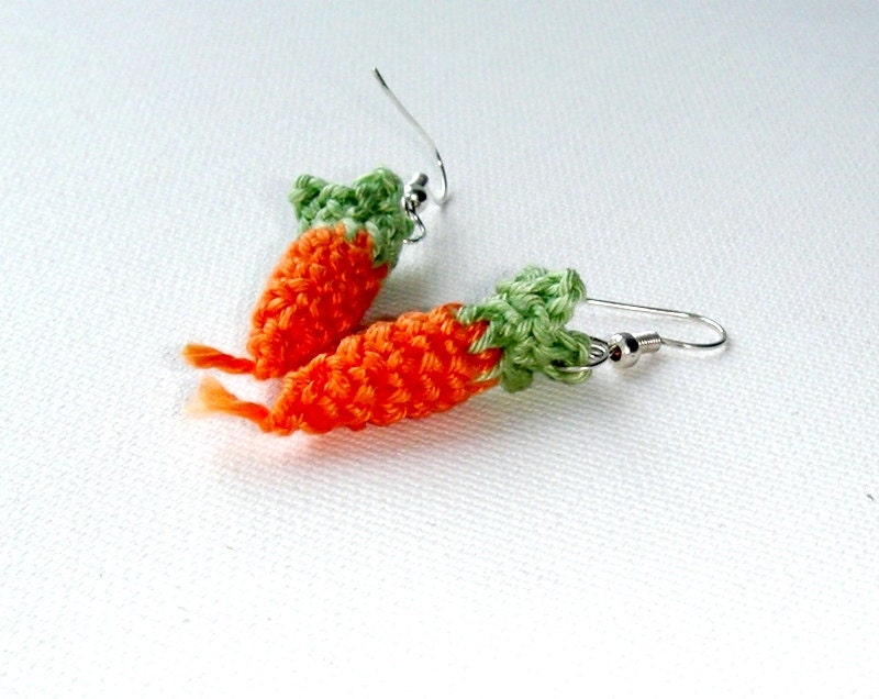 EarringsCarrot Orange handmade Lovely jewelry Crochet jewelry Spring Summer fashion