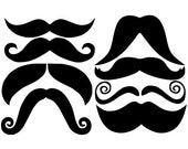 32 Mustache Vinyl Decal Stickers for Mugs, Cups, Laptops, Macbooks, Kindles, Shirts, Etc.