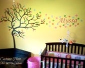 Custom Personalized Childrens Room Nursery Tree Decal Floating Leaves Branches Name Cute Girls Boys Infant Toddler Room 7'