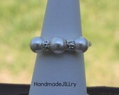 White Pearl Simply Aware Ring, Handmade Swarovski Awareness Pearl Ring, June Birthstone, Wedding Wear, Elegant Pearl Jewelry