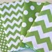 Fat Quarter Bundle -  Riley Blake Chevron & Dots in Green and White - 4 Fat Quarter Pieces (1 yard Total)