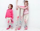 Neon color-block bugg print  leggings for children