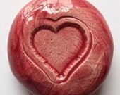 HEART Pocket Stone - Ceramic - Burgundy Art Glaze - Inspirational Art Piece