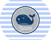 Personalized Melamine Plate - Childrens Dinnerware - Kids Melamine - Personalized Kids - Personalized Plates - Whale - Preppy