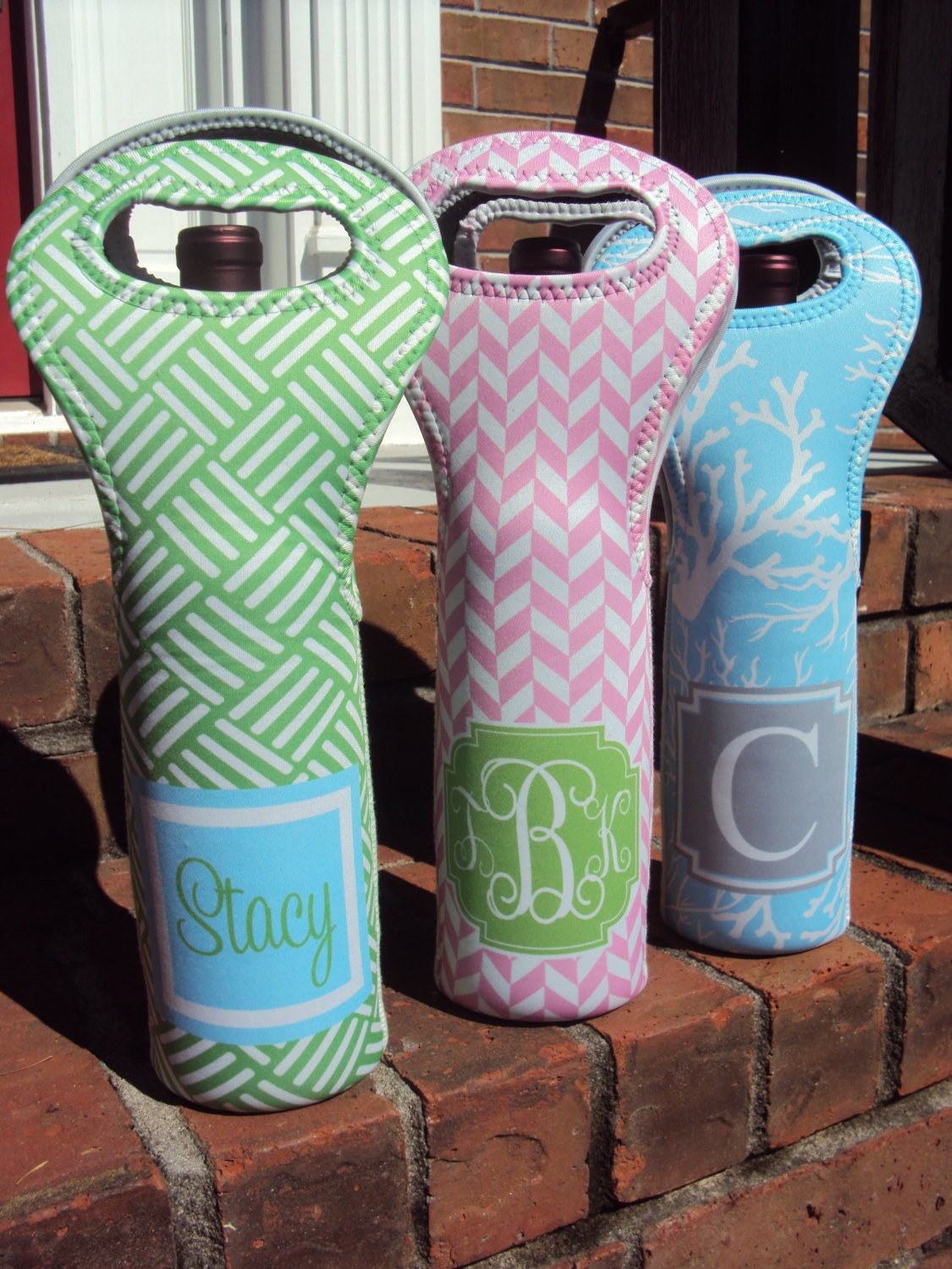 Monogrammed Wine Tote - Personalized Wine Tote - Wine Koozie - Custom Design
