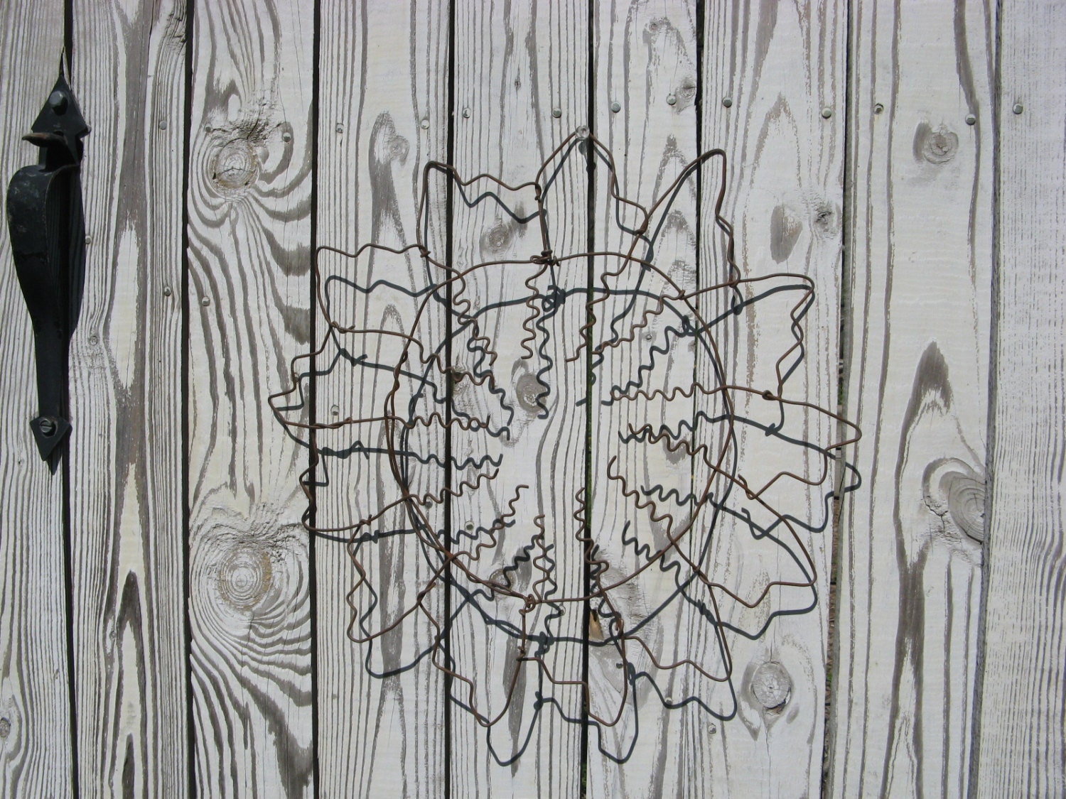 Rustic Flower Sculpture Outdoor Art Garden Home Décor Handmade Up-cycled