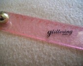 80s Pink Glittering Ruler with Silver Ball Handle. Vintage Kawaii Stationery Metric Tool. GVS, Blossom team