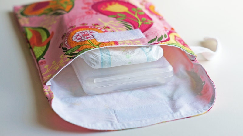 SALE Diaper & Wipes Wristlet / Diaper Pouch / Diaper Clutch - Floral Mosaic - Kaufman Veranda Floral Paisley Sorbet