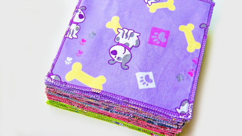 3 Dozen - 36 Double Layered Reusable Cloth Wipes / Family Cloth / UnPaper Napkins - Boy, Girl or Gender Neutral Prints