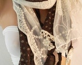 Shabby Chic Romantic  Scarf  - Elegance  Scarf - feminine Scarf...Brown