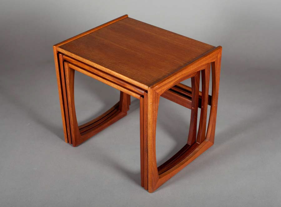 Vintage Scandinavian 1960's Mid Century Danish Modern Teak Nesting Tables (set of 3) Straight side Profile