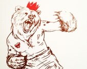 the bear king / hand pulled print / withinkreach