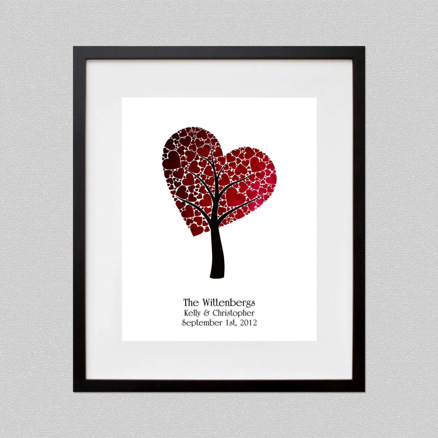 Personalized Love Tree -  8.5x11 Personalized Valentines Day  Wedding Anniversary Engagement House Warming Occasion Print.