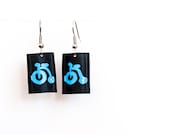 Bike Earrings Recycled Tire Inner Tubes, hand painted, OOAK