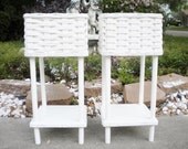 Vintage Planters Home Decor  Garden Decor Shabby Chic ,Side Tables 2pc. Set Cottage chic,Beachy, Boho