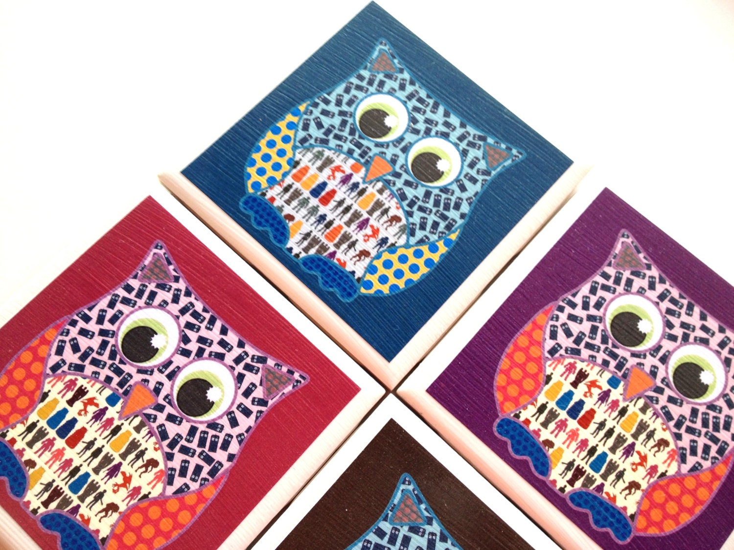 Doctor Who Coasters, Owl Home Decor Ceramic Tile, Dr Who Gift