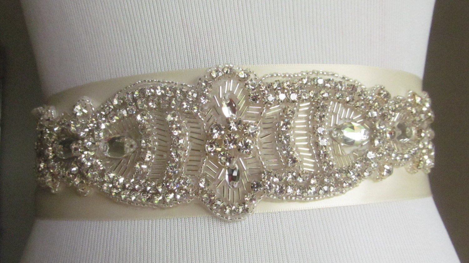 Bridal Sash / Rhinestone Sash /  Ribbon Sash
