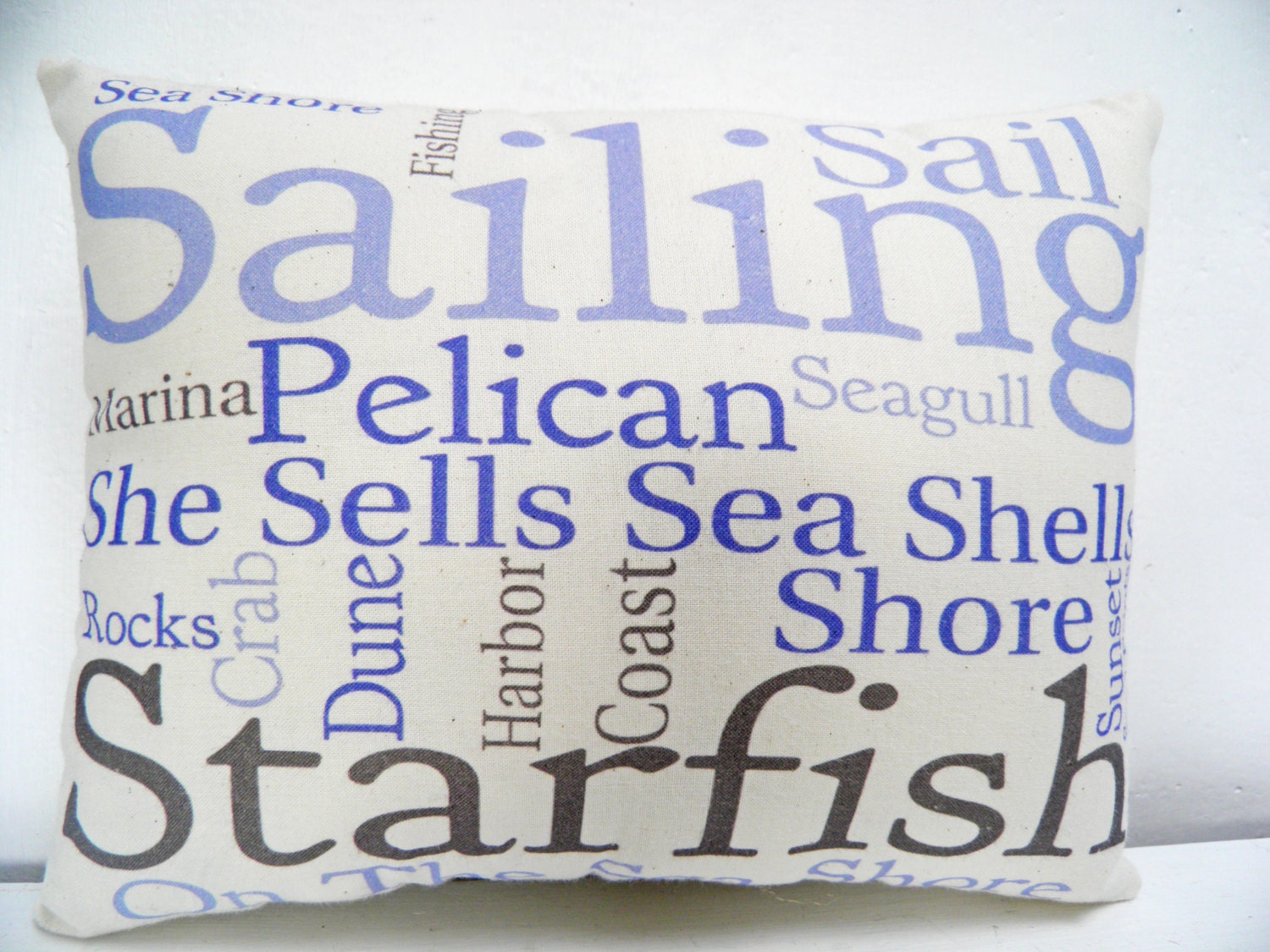 Beach House Cottage Quote Nautical Pillow