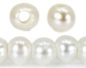 Large Hole Pearls, Off White, Off Round, Freshwater Pearl Item: 426293