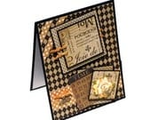 French County Blank Card, Bumblebee charm, black tan orange, Pourquoi pas, Friendship card, cabbage rose