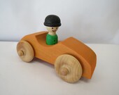 Orange wood racing car