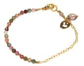 Rainbow Tourmaline Bracelet Gold Chain Stacking Bracelets FizzCandy Gemstone Jewelry